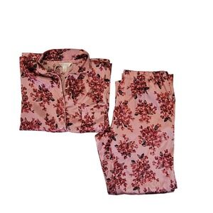 Marilyn Monroe Pink Floral Satin Pajama Set Top Pants Sleepwear Size M
